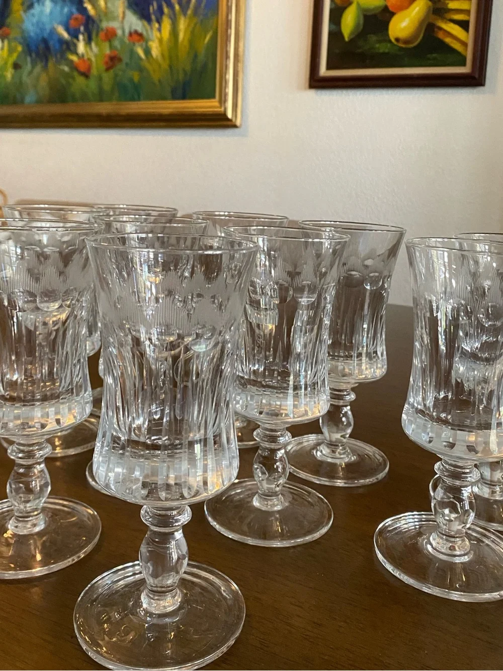 Vintage Cut Goblet Glasses - Clear Stemware from Italy